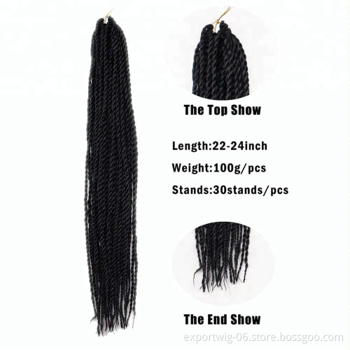 Wholesale Cheap Twist Crochet Braiding Hair 24" Synthetic Hair Extension Synthetic Jumbo Braiding Hair Senegalese Twist Braids
